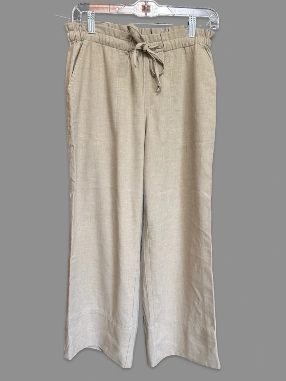 Liverpool Pull On Tie Waist Wide Leg Ankle Crop Pants Sandalwood Tan Medium - Picture 4 of 8